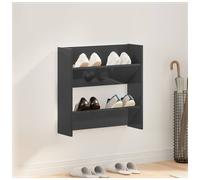 Wall Shoe Cabinet Slim High Gloss Grey 80x18x60cm Engineered Wood Storage Unit