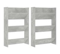vidaXL 2x Wall Shoe Cabinets Concrete Grey Engineered Wood Hanging Organiser