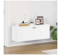 Wall Shoe Cabinet White 100x35x38cm Engineered Wood Wall-Mounted 2-Shelf SlimFit