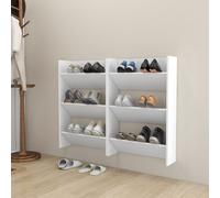Wall Shoe Cabinet White 60x18x90 cm Engineered Wood Wall-mounted 2-Tier Compact