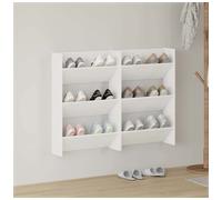 Wall Shoe Cabinet White 80x18x60cm Engineered Wood 2-Tier Slim Storage for Entry