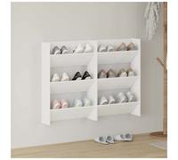 Wall Shoe Cabinet White 80x18x60cm Engineered Wood 2-Tier Slim Storage for Entry