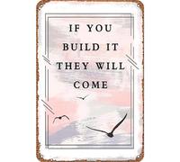 Wall Sign Retro Wall Poster Vintage Garage Sign For Cafe Bathroom Restaurant 20x30 cm If You Build It They Will Come Iron Vintage Look