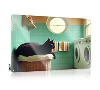 Wall Signs A Black Cat Lounges In A Laundry Basket Tin Sign Tin Wall Decor Garage Tin Sign(20X30CM)