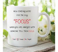 Wall Smart Designs Funny Novelty Mug Company Word Focus Office Work Colleague Cup Gift WSDMUG458, Ceramic, White, 10 x 8 x 7 cm