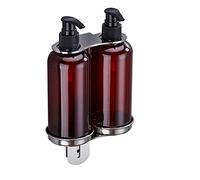 Wall Soap Dispenser, Shower Bottle Holder Modern Wall-mounted Soap Bottle Holder for Double 300ML Dispenser Shampoo Stainless Steel Rack for Bathroom Kitchen with Screws Silver, Shower