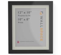 Wall Space 12x10 Black Frame with White Mount for 10x8 | Picture Photo Frame | 12 x 10 inch | 305x254mm | 30.5x25.4cm | Fits 254x203mm | Solid Wood with Real Glass
