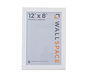 Wall Space 12x8 White Picture Frame | White 8x12 Photo Frame | 12 x 8 inch | 305x203mm | 30.5x20.3cm | Solid Wood Wooden with Real Glass | Handmade in UK