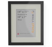 Wall Space 14x11 25mm Matt Black Frame with 10x7 White Mount | Frame and Mount For 10x7 Image/Photo/Picture │ With REAL GLASS and made from SOLID WOOD