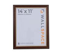 Wall Space 14x11 Brown Frame with Gold Inset | Traditional Mahogany Photo Frame with Real Glass | Dark Wood and Gold Design
