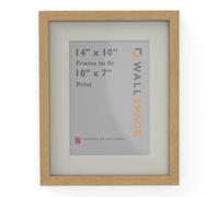 Wall Space 14x11 Oak Frame with White Mount for 10x7 | Picture Photo Frame | 14 x 11 inch | 356x279mm | 35.6x27.9cm | Fits 254x178mm | Solid Oak with Real Glass