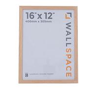 Wall Space 16 x 12 Inch Oak Picture Frame, Solid Wood Photo Frame with Real Glass, 12x16 Wooden Frame for Photos, Prints and Artwork