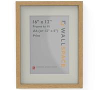 Wall Space 16"x12" Oak Frame with White Mount for A4 or 12"x8" | Picture Photo Frame | 297x210mm | 29.7x21.0cm | Solid Oak with Real Glass | Handmade Wooden Made in UK