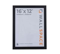 Wall Space 16x12 Black Picture Frame | Black 12x16 Photo Frame | 16 x 12 inch | 406x305mm | 40.6x30.5cm | Solid Wood Wooden with Real Glass | Handmade in UK