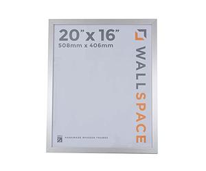 Wall Space 20x16 Silver Picture Frame | Silver 16x20 Photo Frame | 20 x 16 inch | 508x406mm | 50.8x40.6cm | Solid Wood Wooden with Real Glass | Handmade in UK