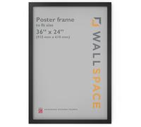 Wall Space 36 x 24 Inch Black Poster Frame, Solid Wood Picture Frame with Clear Glazing, Large 24x36 Frame for Posters and Prints
