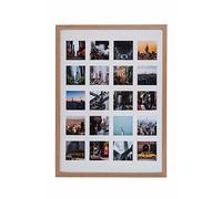 Wall Space 50x70 Oak Multi Aperture Frame 4x4 / Solid Oak Frame/White 4 x 4 Inch Mount to fit Twenty Photos / 20 Photos/Instagram Picture Frames/Multiple Photos 4x4 Inch/Instant Photo Frames