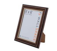 Wall Space 8x6 Brown Frame with Gold Inset | Traditional Mahogany Picture Frame 8x6 inches | Brown and Gold Line 8 x 6 Photo Frame | 6x8 Dark Wood Photo Frames with REAL GLASS | 8x6 Mahogany Frame