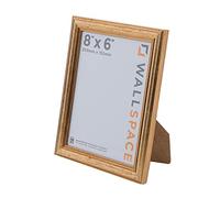 Wall Space 8x6 Gold Picture Frame | Gold 6x8 Photo Frame | 8 x 6 inch | 203x152mm | 20.3x15.2cm | Solid Wood Wooden with Real Glass | Handmade in UK
