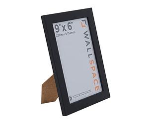 Wall Space 9x6 Black Picture Frame | Black 6x9 Photo Frame | 9 x 6 inch | 229x152mm | 22.9x15.2cm | Solid Wood Wooden with Real Glass | Handmade in UK