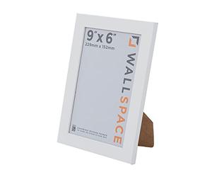 Wall Space 9x6 White Picture Frame | White 6x9 Photo Frame | 9 x 6 inch | 229x152mm | 22.9x15.2cm | Solid Wood Wooden with Real Glass | Handmade in UK