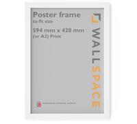 Wall Space A2 Poster White Picture Frame | White A2 Photo Frame | 594x420mm | 594 x 420mm | 59.4x42.0cm | Solid Wood Wooden with Quality Perspex Safety Glazing | Handmade in UK | Poster Print