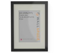 Wall Space A3 Black Frame with White Mount for 12x8 | Picture Photo Frame | 420x297mm | 42.0x29.7cm | Solid Wood with Real Glass | Handmade in UK