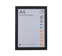 Wall Space A4 Bevelled Black Picture Frame | Black A4 Photo Frame | 297x210mm | 297 x 210mm | 29.7x21.0cm | Solid Wood Wooden with Real Glass | Certificate Diploma
