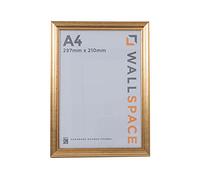 Wall Space A4 Gold Picture Frame | Gold A4 Photo Frame | 297x210mm | 297 x 210mm | 29.7x21.0cm | Solid Wood Wooden with Real Glass | Handmade in UK | Certificate Diploma