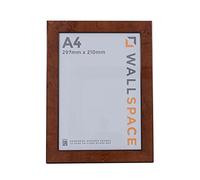 Wall Space A4 Walnut Picture Frame | Walnut A4 Photo Frame | 297x210mm | 297 x 210mm | 29.7x21.0cm | Certificate Diploma | Real Wood with Glass | Handmade Wooden Made in UK