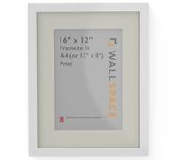 Wall Space A4 White Frame with White Mount for 12x8 | Picture Photo Frame | 297x210mm | 29.7x21.0cm | Solid Wood with Real Glass | Handmade in UK