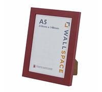 Wall Space A5 Picture Frame - Dark Red A5 Frame with REAL GLASS and made from SOLID WOOD | A5 Maroon | Made in UK (148 x 210 mm)