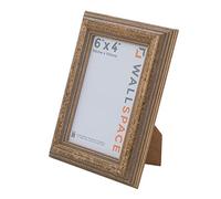 Wall Space Antique 6x4 Gold Picture Frame | Gold 4x6 Photo Frame | 6 x 4 inch | 152x102mm | 15.2x10.2cm | Solid Wood Wooden with Real Glass | Handmade in UK