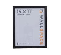 Wall Space Bevelled 14x11 Black Picture Frame | Black 11x14 Photo Frame | 14 x 11 inch | 356x279mm | 35.6x27.9cm | Solid Wood Wooden with Real Glass | Handmade in UK