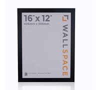 Wall Space Bevelled 16x12 Black Picture Frame | Black 12x16 Photo Frame | 16 x 12 inch | 406x305mm | 40.6x30.5cm | Solid Wood Wooden with Real Glass | Handmade in UK