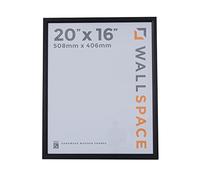Wall Space Bevelled 20x16 Black Picture Frame | Black 16x20 Photo Frame | 20 x 16 inch | 508x406mm | 50.8x40.6cm | Solid Wood Wooden with Real Glass | Handmade in UK