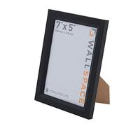 Wall Space Bevelled 7x5 Black Picture Frame | Black 5x7 Photo Frame | 7 x 5 inch | 178x127mm | 17.8x12.7cm | Solid Wood Wooden with Real Glass | Handmade in UK