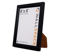 Wall Space Bevelled 8x6 Black Picture Frame | Black 6x8 Photo Frame | 8 x 6 inch | 203x152mm | 20.3x15.2cm | Solid Wood Wooden with Real Glass | Handmade in UK