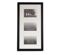 Wall Space Black Multi Photo Frame for 3 7x5 Photos, Wooden Collage Picture Frame with Glass, Wall Mounted Multi Aperture Photo Frame, Portrait or Landscape Display