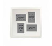 Wall Space Multi Aperture Photo Frame 6x4-25mm Matt White - REAL GLASS - Picture Frames Multiple Photos 6 x 4 Photo Frames Multiple Photos - Four (15x10cm) | Handmade Wooden Frame Made in UK