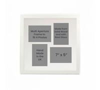 Wall Space Multi Aperture Photo Frame 7x5-25mm Matt White - REAL GLASS - Picture Frames Multiple Photos 7 x 5 Photo Frames Multiple Photos - Four (18x13cm) | Handmade Wooden Frame Made in UK