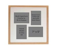 Wall Space Multi Aperture Photo Frame 7x5 - Solid Oak - REAL GLASS - Picture Frames Multiple Photos 7 x 5 Photo Frames Multiple Photos - Four (18x13cm) | Real Wood with Glass