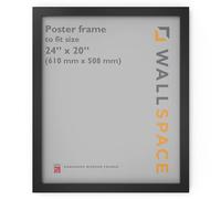 Wall Space Poster 24x20 Black Picture Frame | Black 20x24 Photo Frame | 24 x 20 inch | 610x508mm | 61x50.8cm | Solid Wood Wooden with Real Glass | Handmade in UK