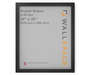 Wall Space Poster 24x20 Black Picture Frame | Black 20x24 Photo Frame | 24 x 20 inch | 610x508mm | 61x50.8cm | Solid Wood Wooden with Quality Plastic Safety Glazing | Handmade in UK