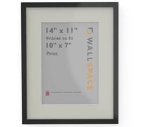 Wall Space Thin 14x11 Black Frame with White Mount for 10x7 | Picture Photo Frame | 14 x 11 inch | 356x279mm | 35.6x27.9cm | Fits 254x178mm | Solid Wood with Real Glass