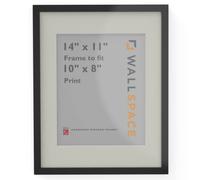 Wall Space Thin 14x11 Black Frame with White Mount for 10x8 | Picture Photo Frame | 14 x 11 inch | 356x279mm | 35.6x27.9cm | Fits 254x203mm | Solid Wood with Real Glass