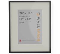 Wall Space Thin 20x16 Black Frame with White Mount for 14x10 | Picture Photo Frame | 20 x 16 inch | 508x406mm | 50.8x40.6cm | Fits 356x254mm | Solid Wood with Real Glass