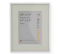 Wall Space Thin 20x16 White Frame with White Mount for 14x10 | Picture Photo Frame | 20 x 16 inch | 508x406mm | 50.8x40.6cm | Fits 356x254mm | Solid Wood with Real Glass