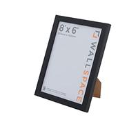 Wall Space Thin 8x6 Black Picture Frame | Black 6x8 Photo Frame | 8 x 6 inch | 203x152mm | 20.3x15.2cm | Solid Wood Wooden with Real Glass | Handmade in UK