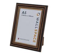 Wall Space Traditional Mahogany A5 Certificate Frame with Gold Inset | Dark Wood A5 Photo Frame with Real Glass | 210x148mm Brown with Gold